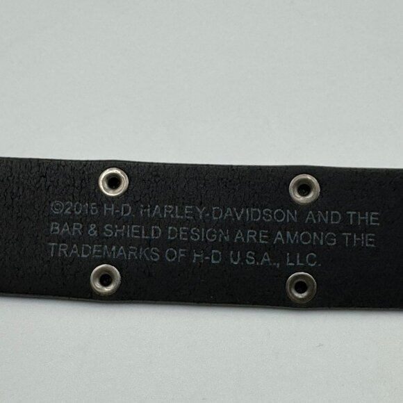 Harley-Davidson Mens Black Leather Belt With Embossed Logo & Rivet Details Sz 40 - Picture 6 of 9